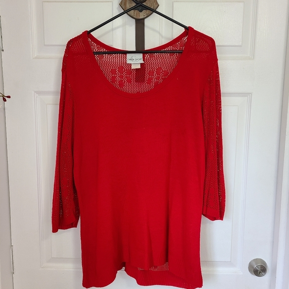 (1345) Caren Sport Woman's Swim Suit Cover-up, Size: 2x Color: Red - Picture 2 of 15